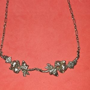 Sterling silver rose pattern necklace